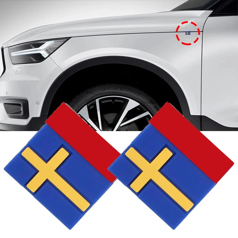 For VOLVO EX90 EX30 XC40 XC60 XC90 V90 S90 S60 V60 V40 XC70 S40 S80 Sweden Flag Decoration Emblem Car Door Trunk front grille