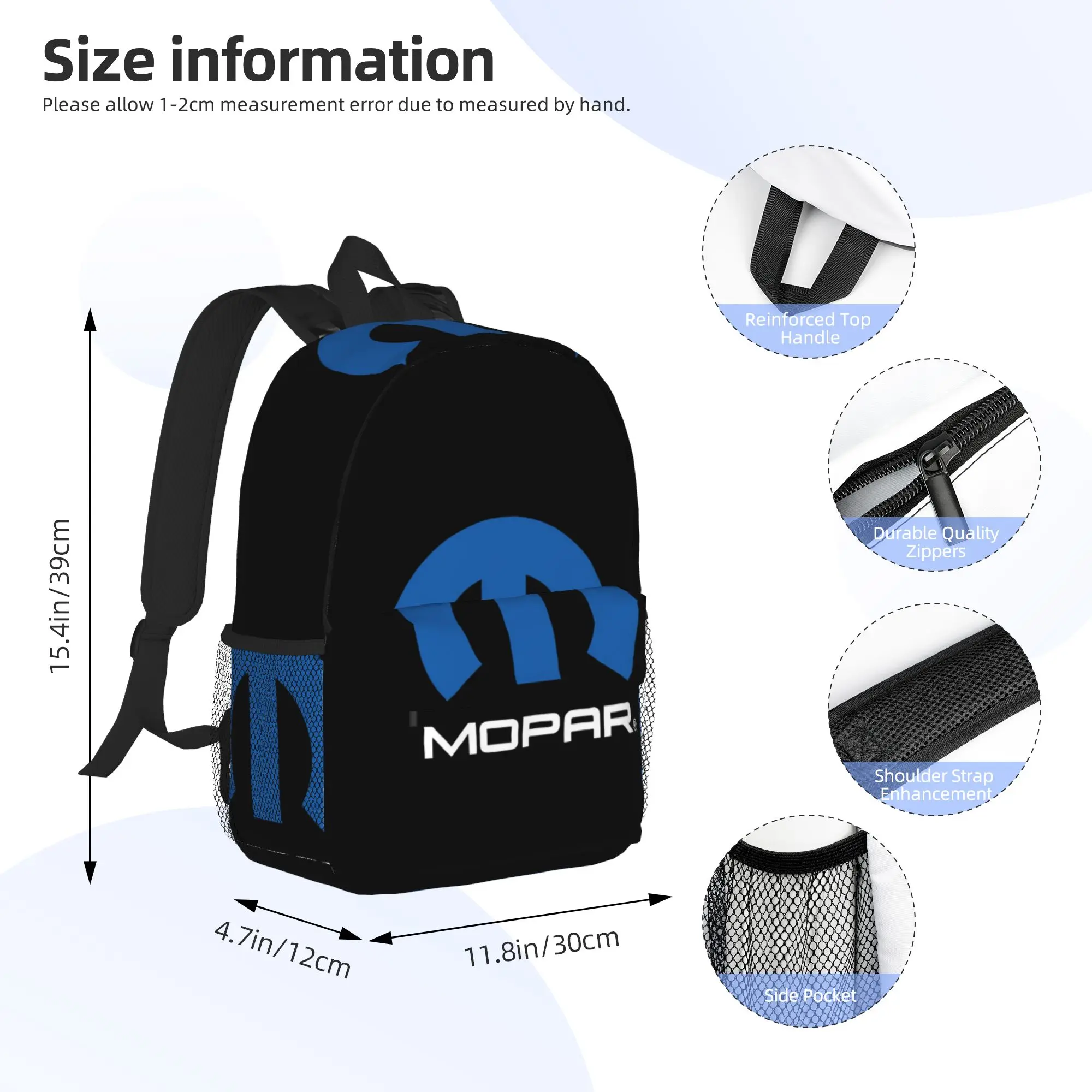 Mopar Black Logo American Trucker Backpack Hot Sale Daypack Boys Girls BookBag Shoulder Bags for Men Women School Bag