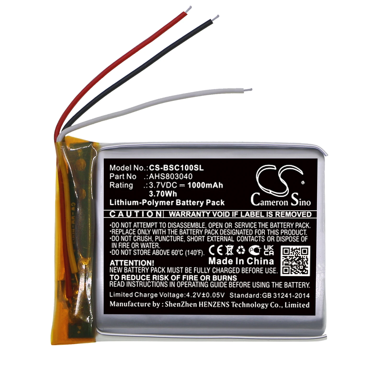 

Li-Polymer Speaker Battery for BOSE,3.7v,1000mAh,SoundWear Companion,AHS803040