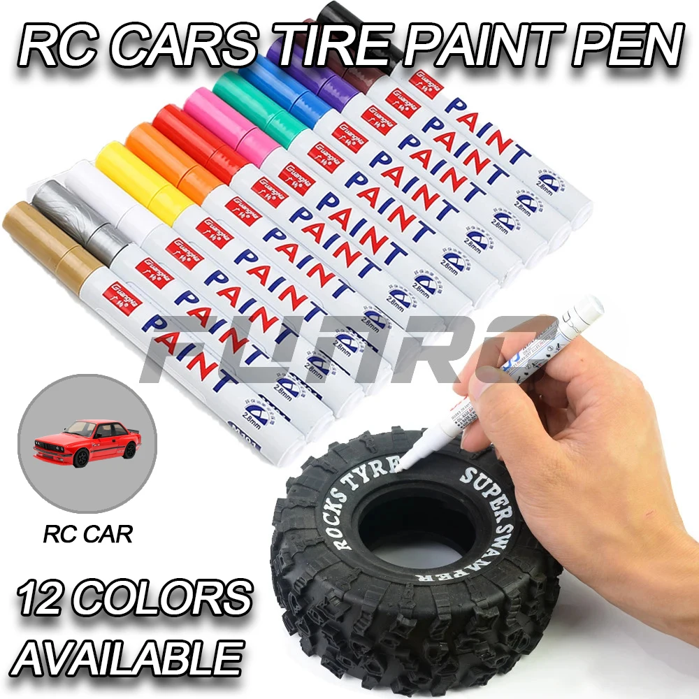 

12 Colors Optional RC Cars Tire Paint Marker Drawing Pen Tool For Model Car Crawler Axial SCX10 DIY Model Making RC Accessories