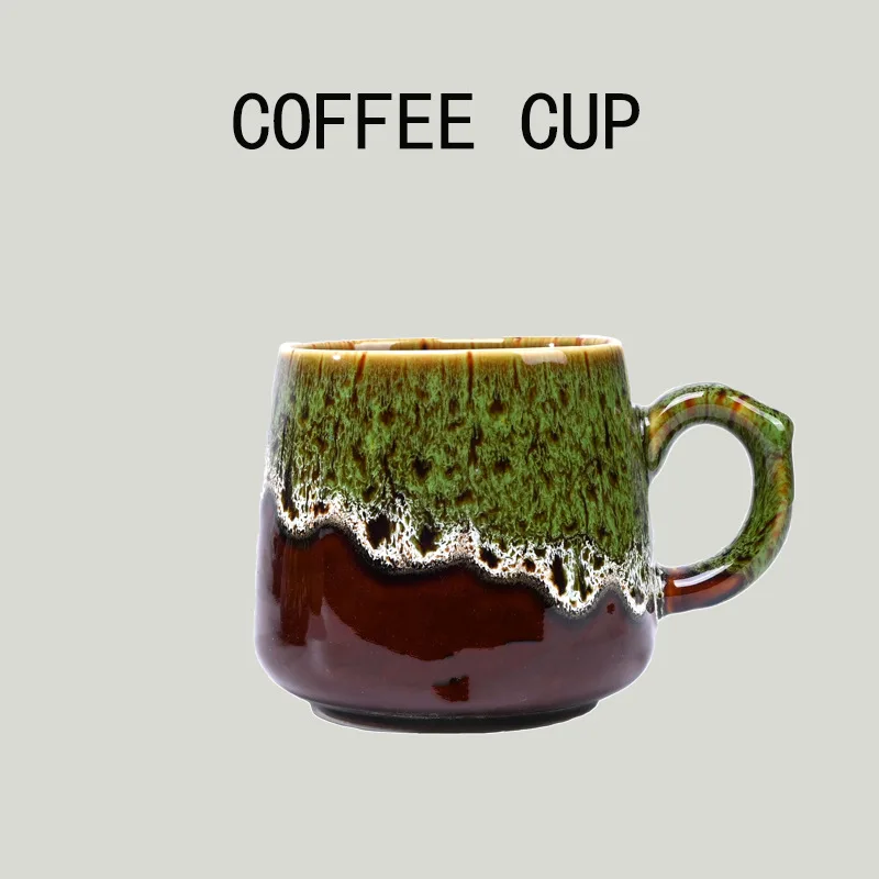 

350ml Ceramic Coffee Cups with Kiln Transformation and Retro Style Home and Office Hand-held Water Mug Household Drinking Tools