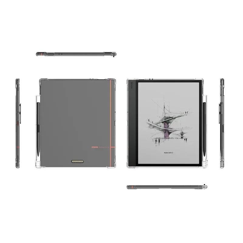 

For Funda Onyx Boox Note Air5 C Air 5 C 5C Pencil Holder Case Clear 10.3" eBook TPU Back Cover with 4 Shockproof Airbags