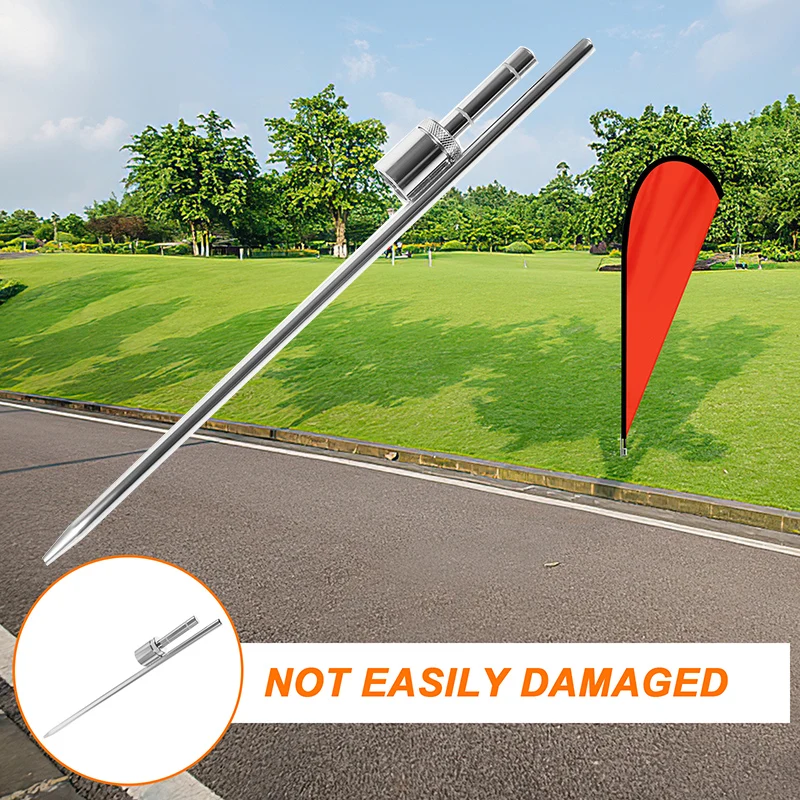 Outdoor Ground Spike Stick Rod For Feather Teardrop Flagpole 49.5cm Length Flag Banner Accessory for Flagpole Silver