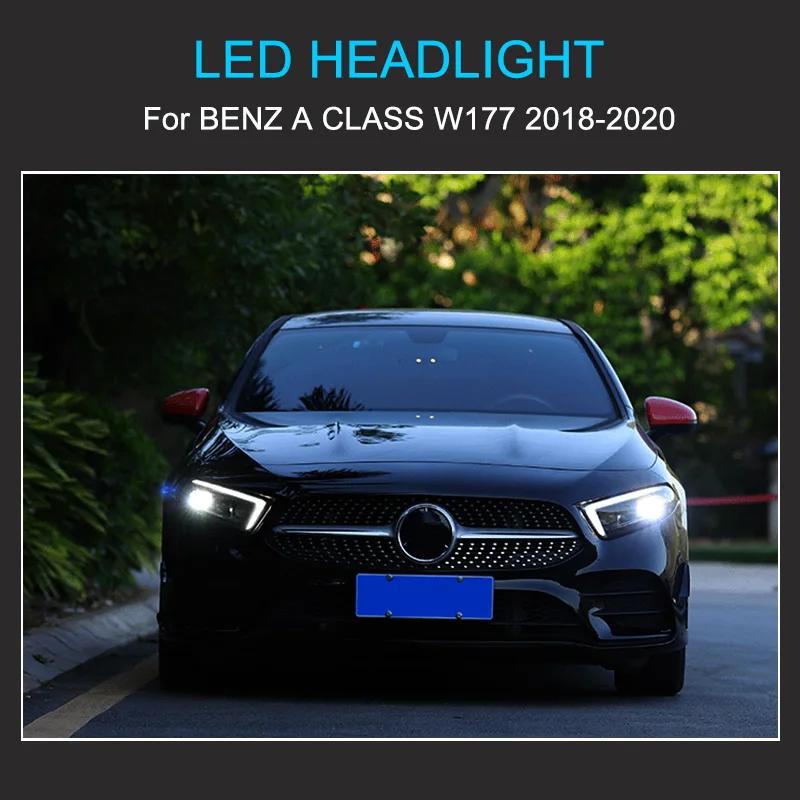 1 Pair LED Headlight for Benz A Class W177 A180 A200 2018-2023 Headlights Plug and Play LED DRL Turning LED Front Head Lights