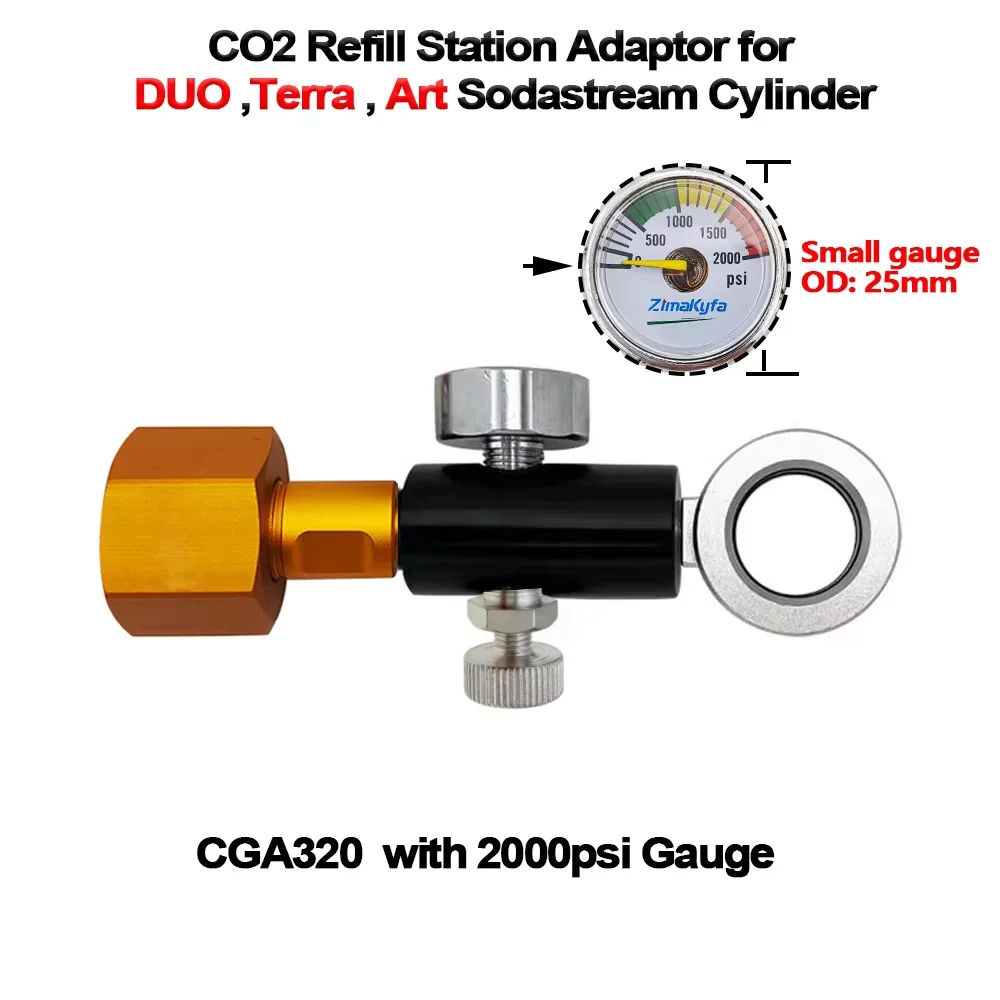 Quick Connect Pink Soda Co2 Cylinder Tank Refill Fill Station Adaptor Fit SodaStream Cylinder With W21.8-14 CGA320 Connect