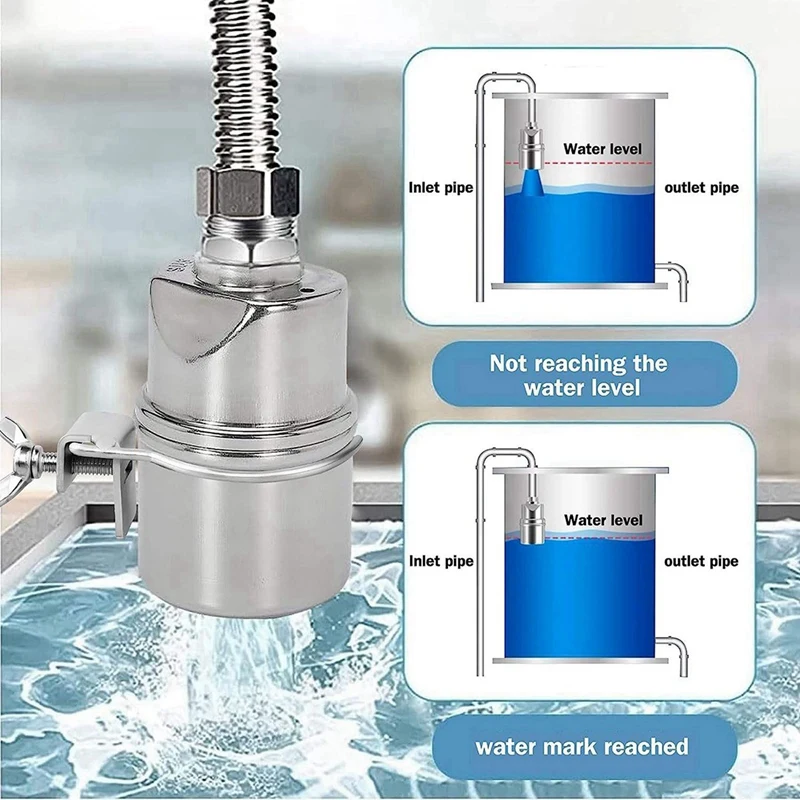 2x Wasserstands regelventil 1/2 Zoll Edelstahl-Schwimmer kugel hahn für Tanks chwimmbad gerade mit Clip