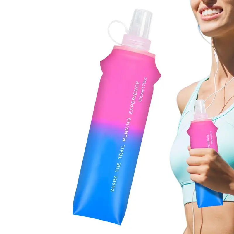 

Soft Water Bottle Running Flask 500ml Water Bottle Hiking Gear Portable Container With Easy Open Lid Fits Hydration Backpacks