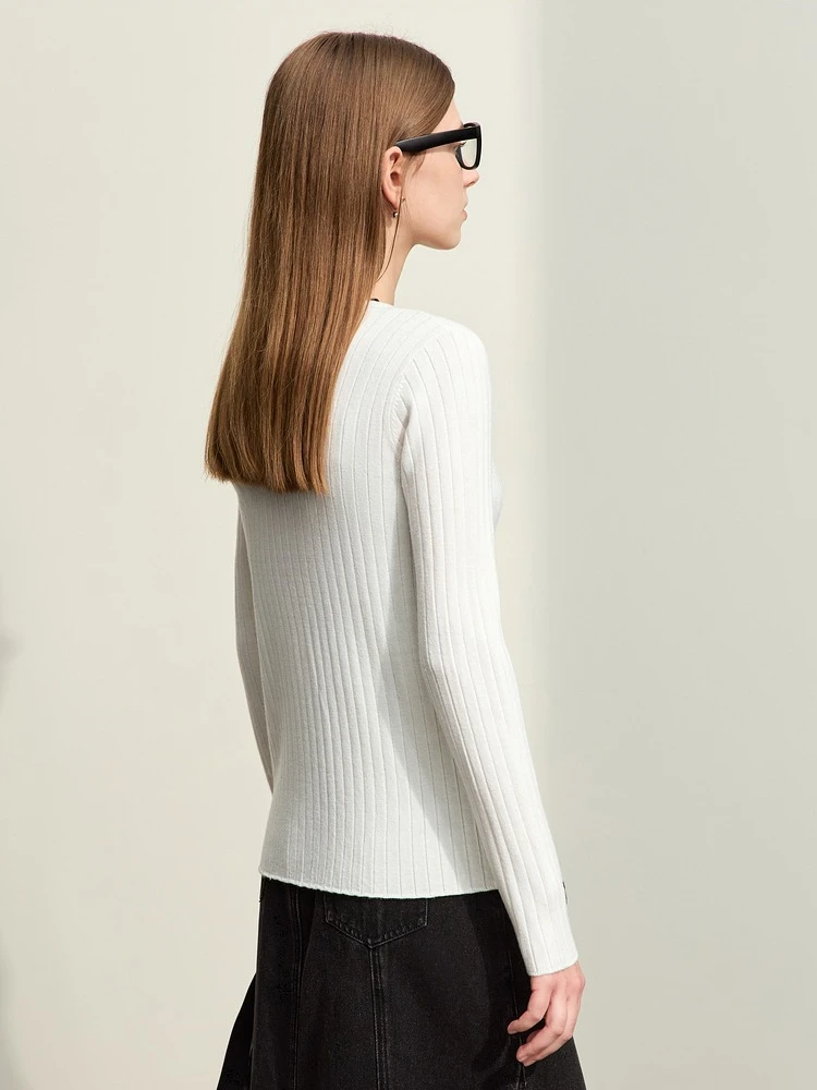 아미 미니멀리즘 2025 신상 여성 가디건 가을 패치워크 브이넥 플래킷 슬림 긴팔 울 부드러운 니트 탑 12411014