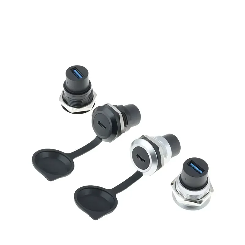 

USB 3.0 Female Chassis Converter Docking TYPE-C to USB Play Plug Copper Contact Panel Mount Zinc Alloy Housing Round