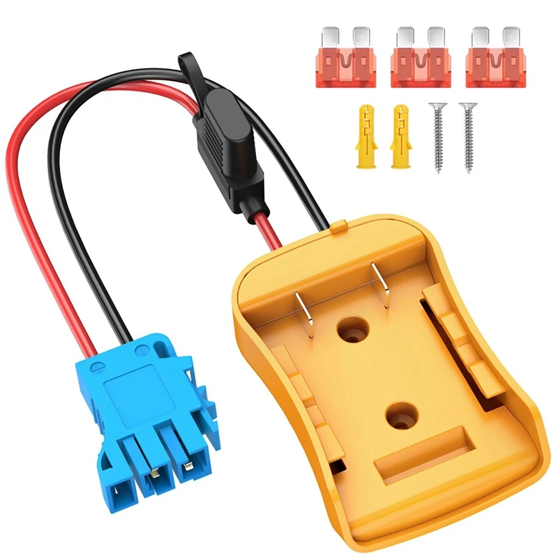 Power Wheels Adapter For Dewalt 20V Battery With Wire Harness Connector For Peg-Perego, 12AWG Wire With 40A Fuse Durable