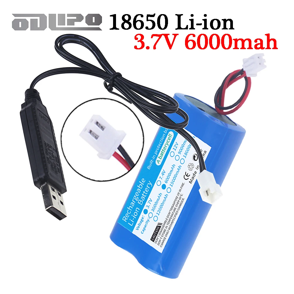 1S2P 18650 Lithium Battery 3.7V 6000mAh Rechargeable Battery Pack for Children's Toys Megaphone Speaker with XH2.54-2P Plug