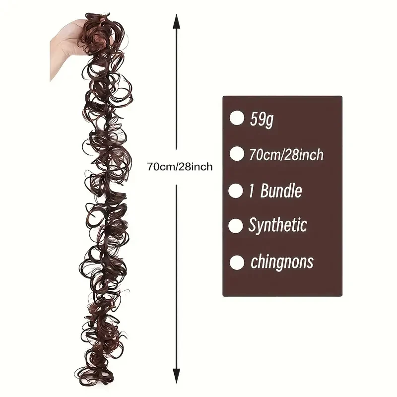 LUPU DIY Messy Bun Hair Extension Curly Ponytail Hair Accessory Donut Braid Ponytail Faux Hairpiece สำหรับผู้หญิง