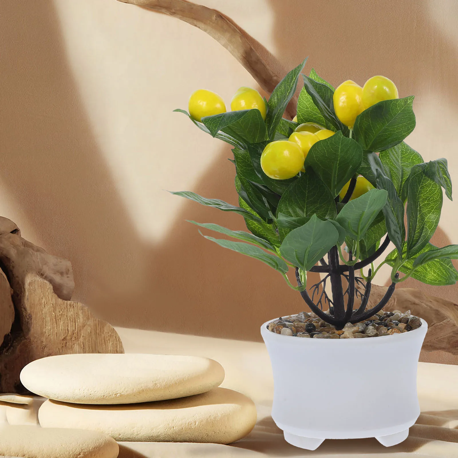 

Artificial Lemon Tree Bonsai Fake Potted Plant Decor for Home Office Desk Indoor Simulation Mini Tree Realistic Greenery