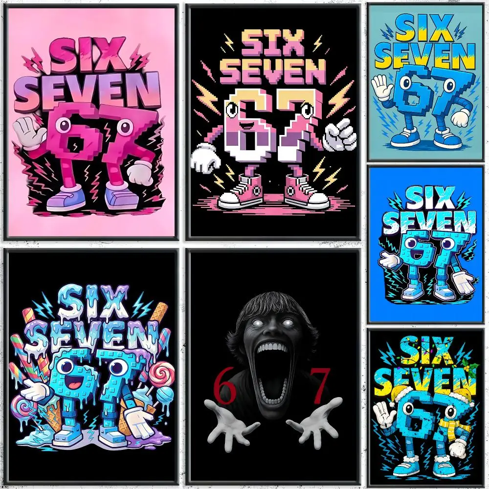 Viral Meme 67 SIX SEVEN Poster HD Self-Adhesive No Residue After Removal Ideal for All Kinds of Wall Decor