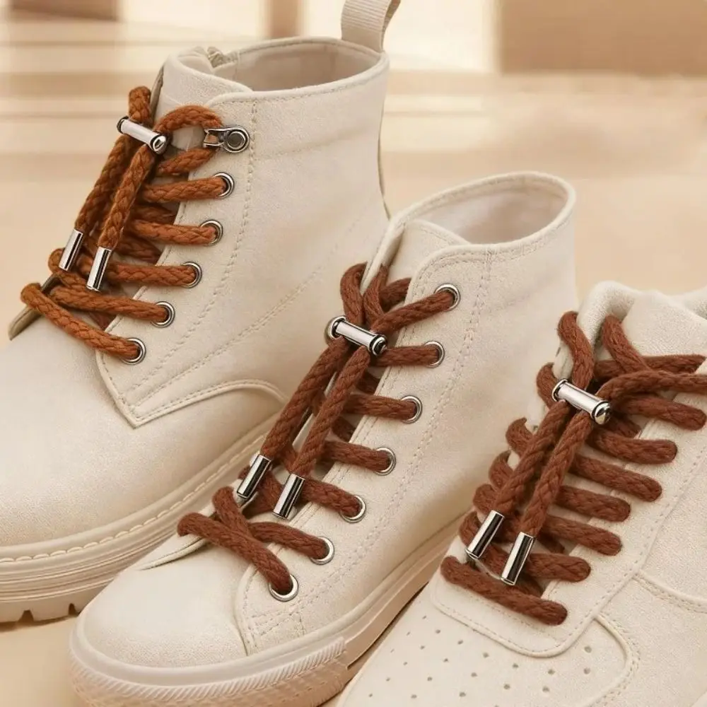 1Set Metal Shoelace Locks Double-Hole Adjustable Spring Cord Locks No Tie Elastic Shoelace Clips Lazy Shoelace Accessories