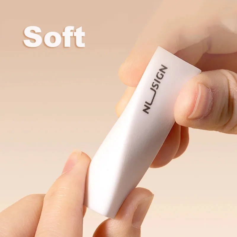 Deli Nusingn Triangle Eraser White TPE Plastic Rubber Pencil Erasers for Kids Writing Drawing Sketches Arts Eraser Soft 6/12pcs