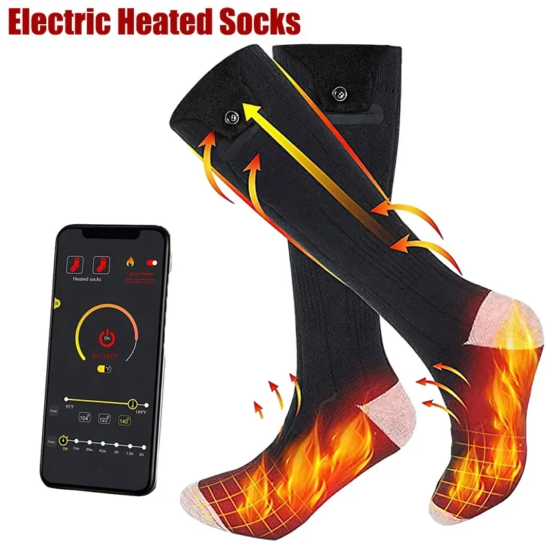 Calcetines térmicos con Control de temperatura para hombre y mujer, medias con carga Usb, térmicas e interiores, novedad