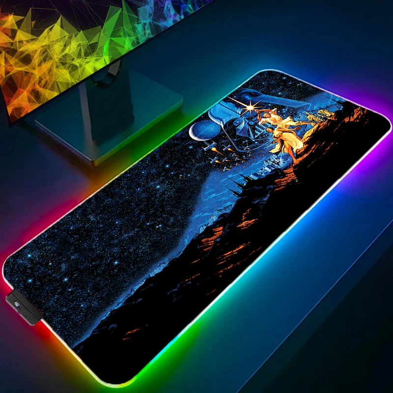 RGB LED Gaming Mouse Pad Multi Size Table Keyboard Pad S-star W-wars Mousepad Computer Play Mat Rubber Mausepad Desk Mat