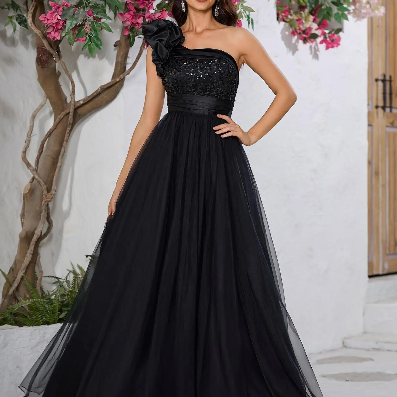 

Ele plus Size Par Dr Wedding Birthday Dance Evening Gown Single oulder Ele Long Skirt Polyester ort Sve