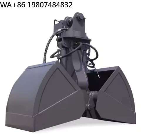 20 Ton Excavator Hydraulic Clamshell Grab Bucket, Heavy Duty Backhoe Attachment for Construction Bulk Material Handling and