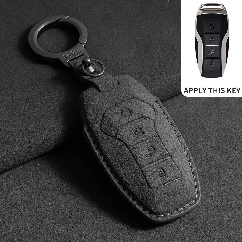 Suede Car Key Case Cover Remote Fob Holder Keychain For BYD Song Plus Atto 3 Han EV Tang DM Qin Seal Dolphin Key Accessories