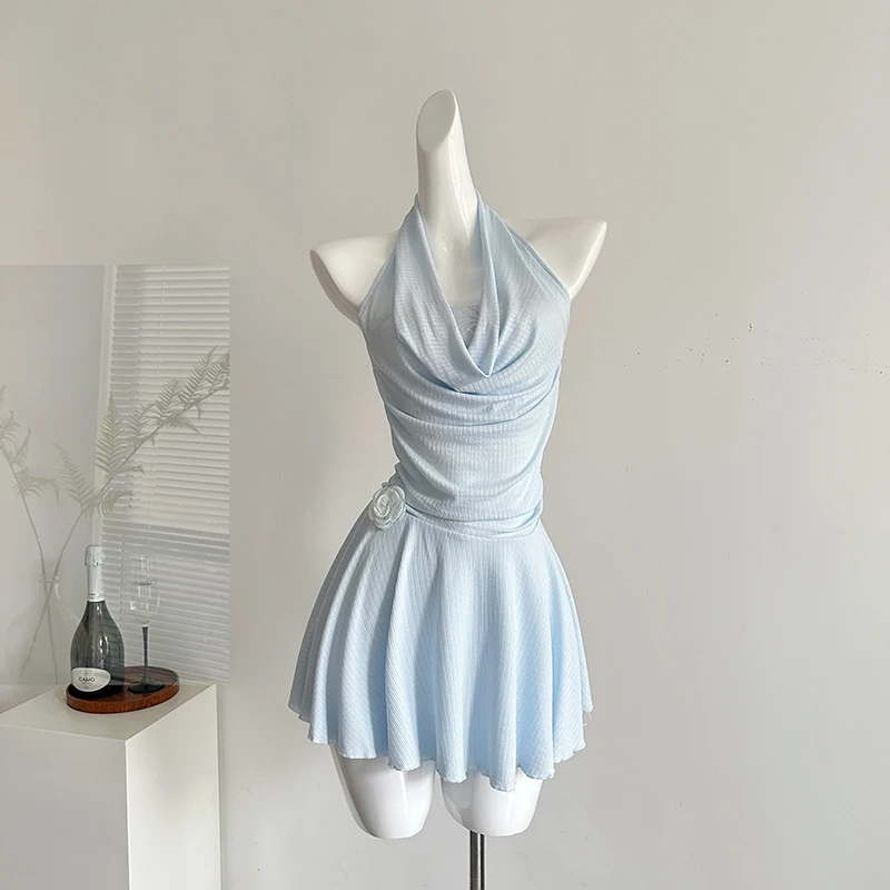 

Sexy Vintage Midi Dresses V-Neck Pink Floral Print Sleeveless Lace Up Backless 2024 Summer Fashion Elegant Women's Dress