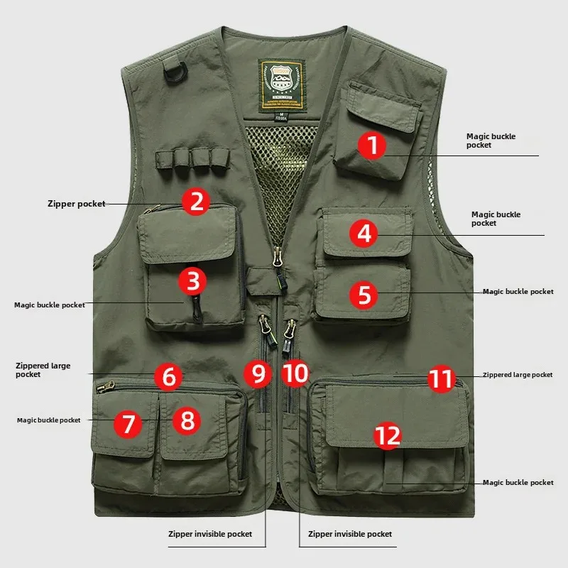 LogoVest Photography Workwear Reflective Safety Vest For Men Summer Reversible Short Sleeve Vest Can Be Reflected Bar