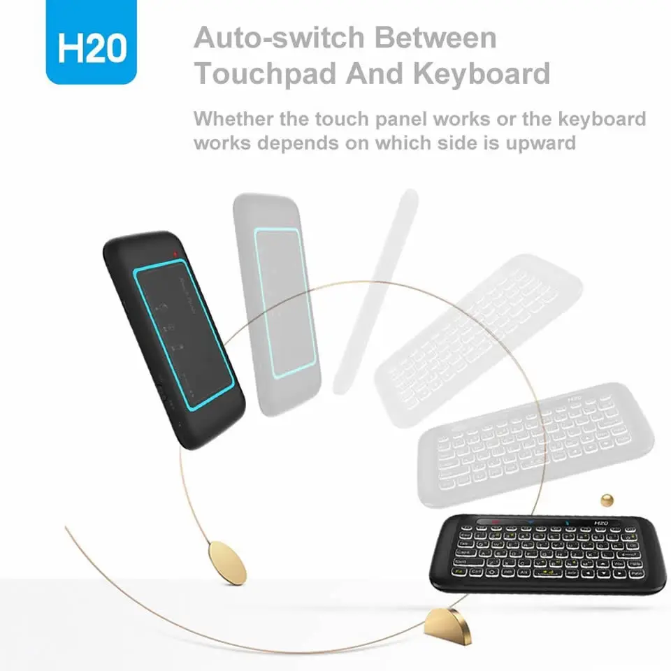 HKZA H20 Mini 2.4Ghz bezprzewodowe podświetlenie klawiatury Touchpad Air Mouse pilot na podczerwień dla Andorid Box Smart TV Windows