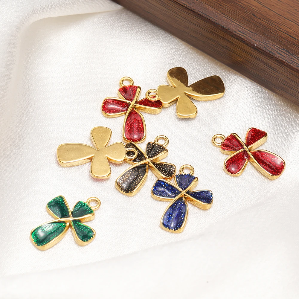 5 Stück Edelstahl Transparente Emaille Kreuz-Punkt-Anhänger für Halsketten-Zubehör DIY Schmuck Ohrringe Bastelzubehör – Detail 4