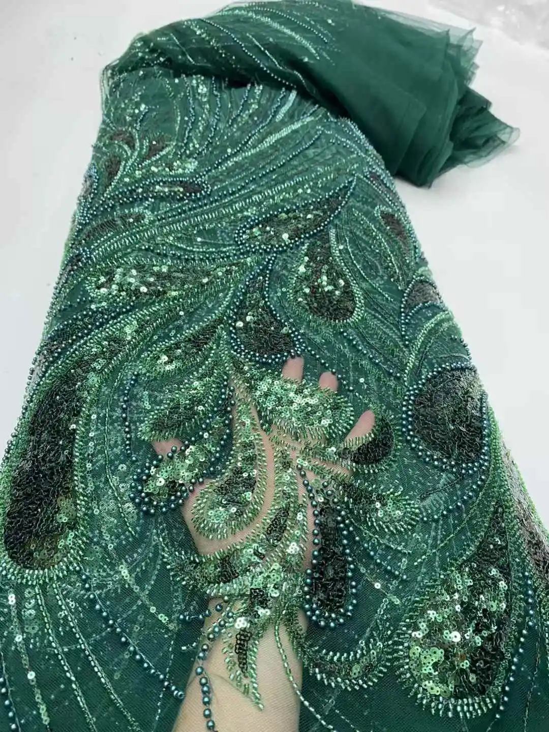 نسيج الدانتيل الأفريقي 2025 الترتر مطرز التطريز العريس النيجيري الزفاف عالية الجودة الفرنسية تول أقمشة الدانتيل لحفل الزفاف