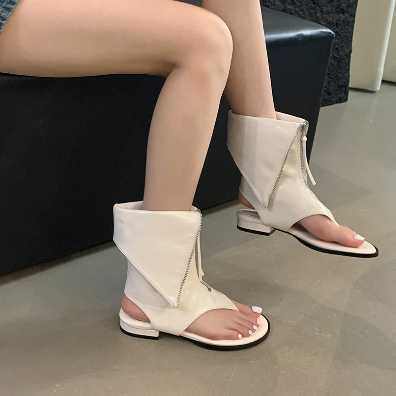 

White Ankle Boots Punk Thong High Heels Summer Sandals Black Clip Toe Low Heels Womens Designer Slingback Shoes Sandalias Mujer