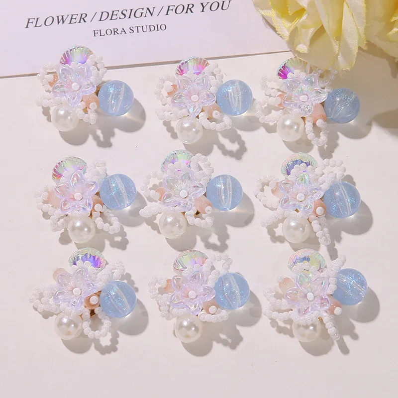 Clear Glass Beads Beaded Flower Cluster Button Accessory for Jewelry Making 4pcs Sewing Hole Shoes Decoration Ornament Wholesale