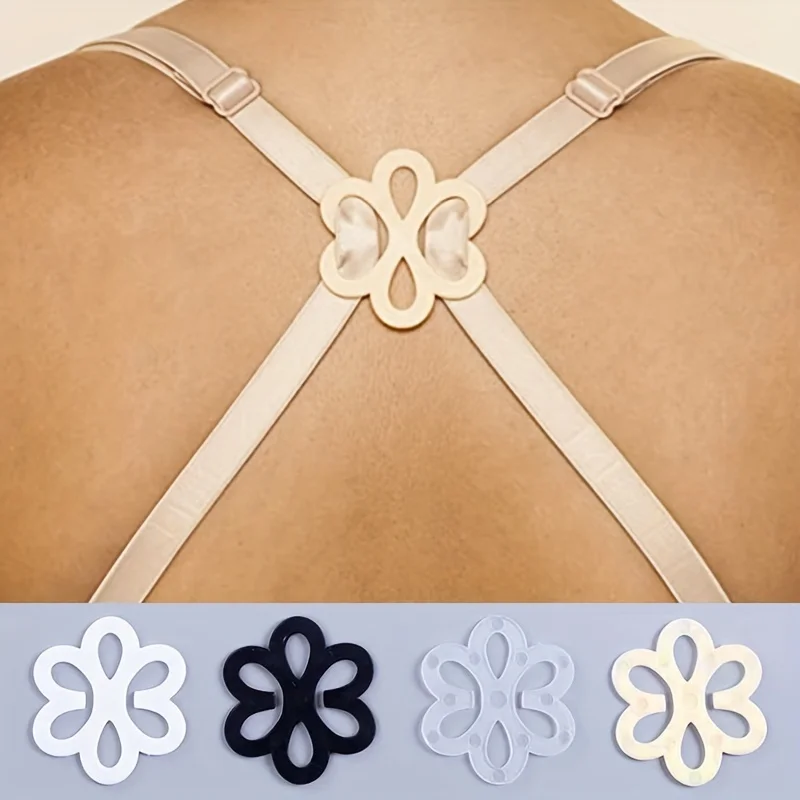 4pcs Flower Shaped Bra Strap Clips, Invisible Non-slip Bra Straps Buckle, Women's Lingerie & Underwear Accessories