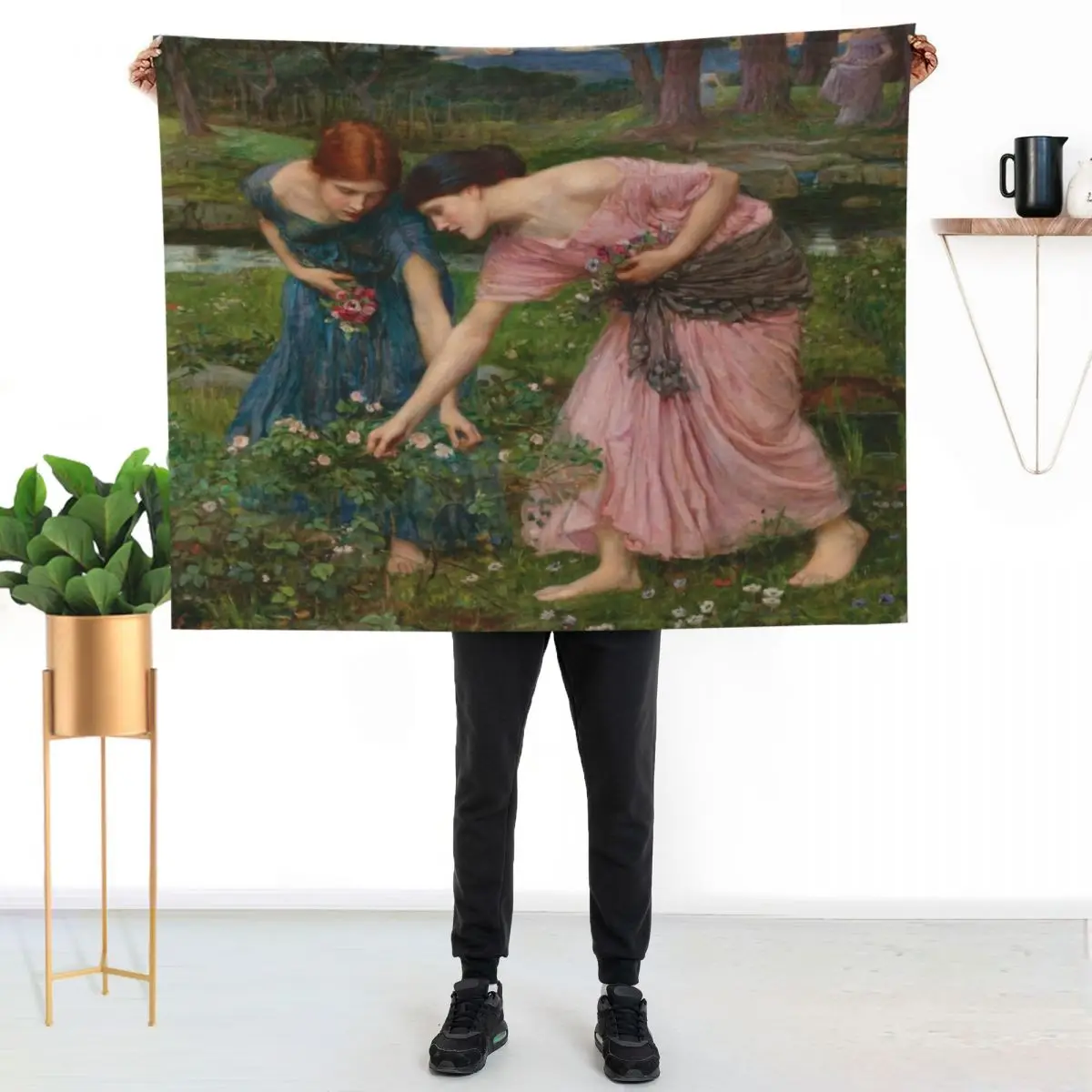John William Waterhouse - Gather Ye Rosebuds Throw Blanket Beach Stuffeds Decorative Beds Kid'S Blankets For Baby Blankets