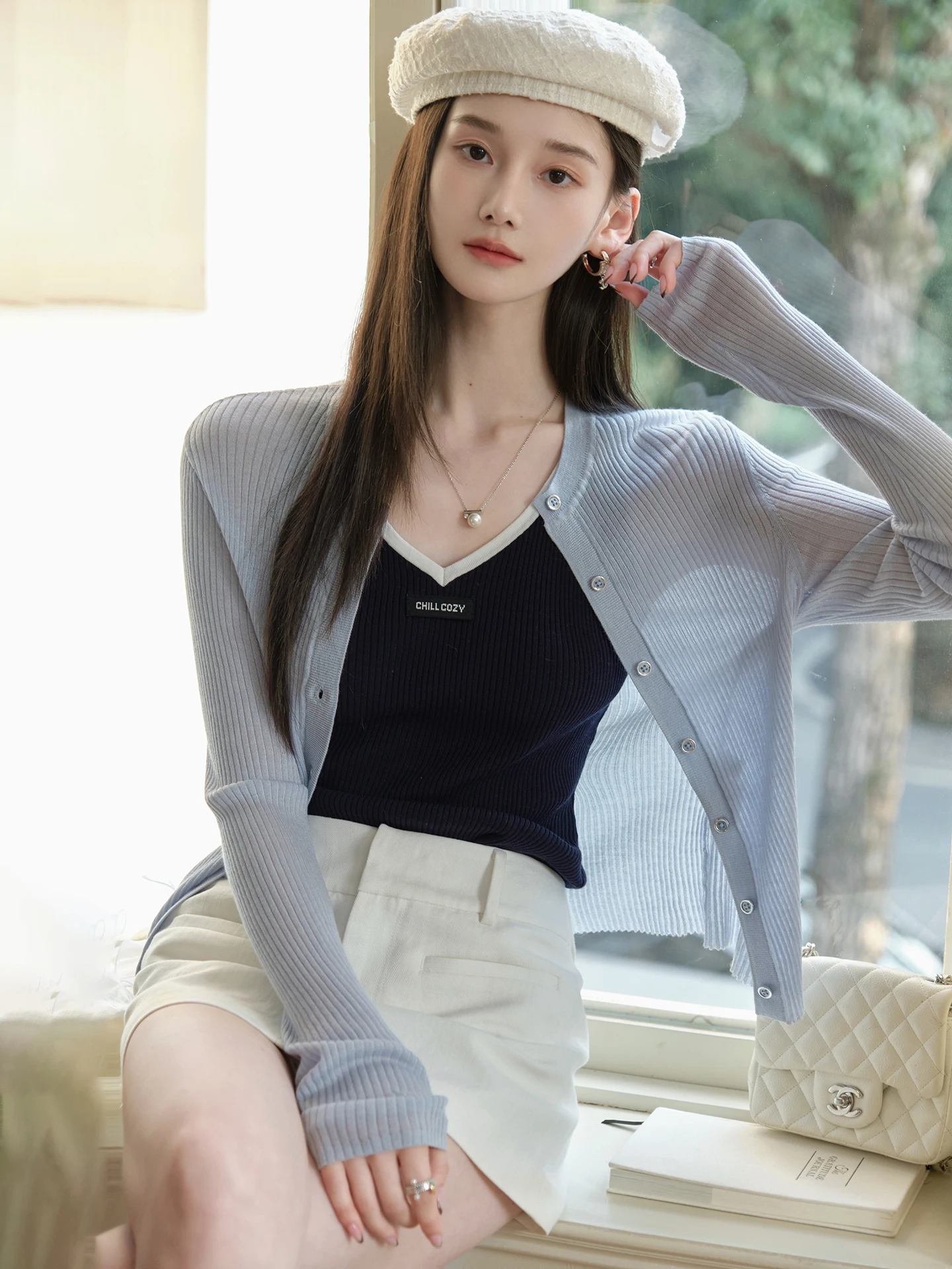 

ChillCozy French Style Soft Lenzing Acetate Knitted Slim Fit Versatile Open Cardigan Casual Chic Women's Long Sleeve Knitwear