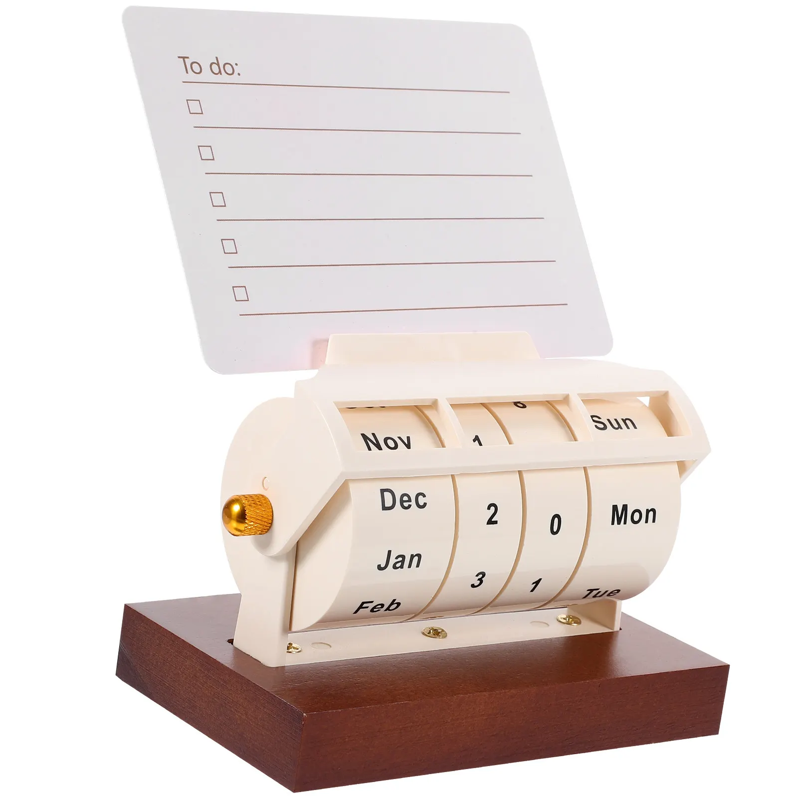 

1 set 1 Set Rotating Perpetual Wooden Block Desk For Home Office Reusable Tabletop Standing Daily Use Calendar Wood Household