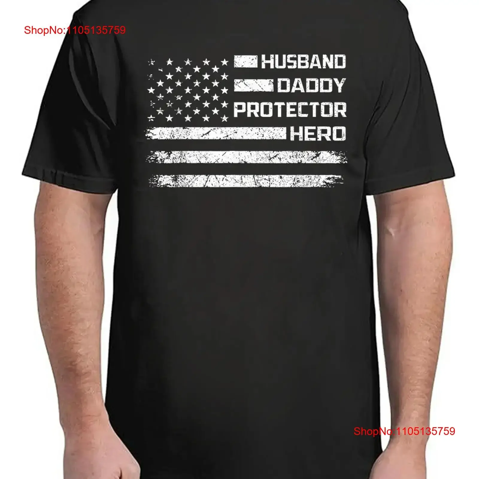 

Муж Папа Протектор Герой Американский Флаг День Отца Для Взрослых S 4XL Футболка винтажная Стираная Слегка Мужская Мягкая Дышащая