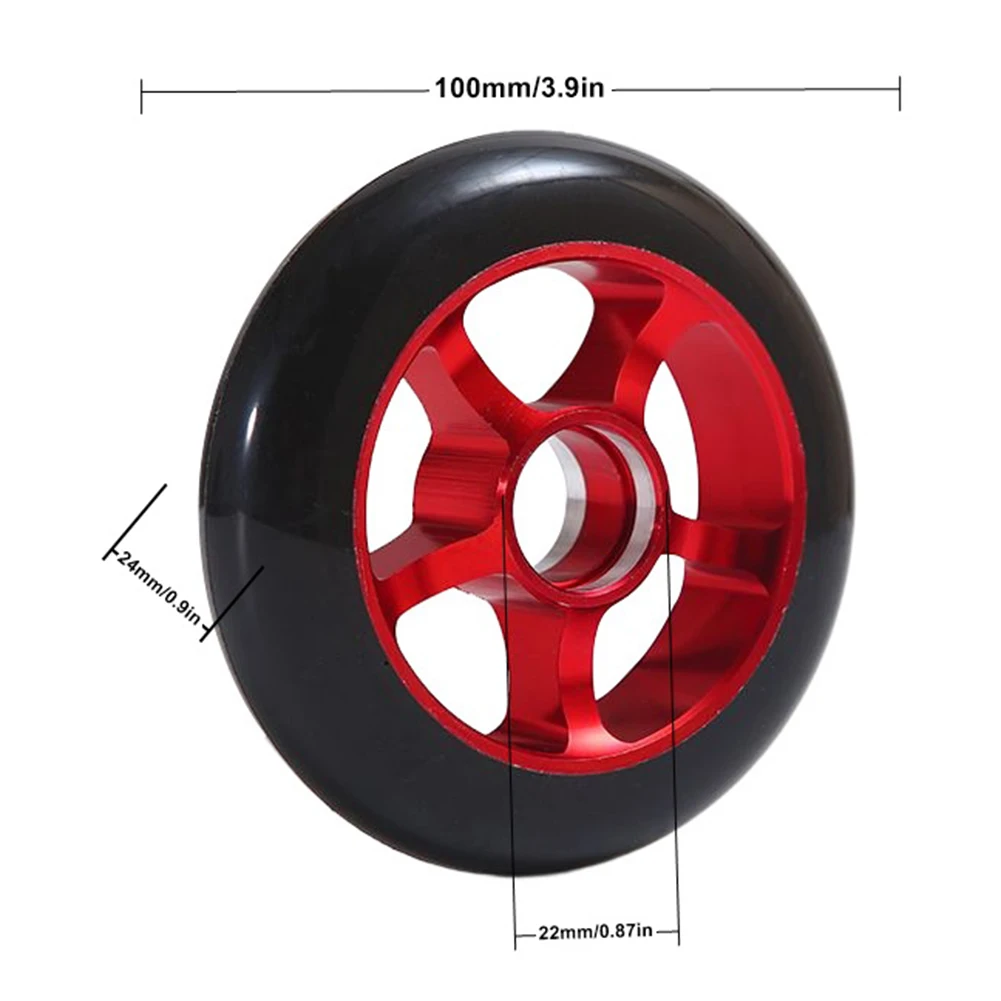 100mm Pro Scooter Wheels With Bearings Aluminum Alloy Wheel Professional Hub High Elasticity Replace Scooter Supplies