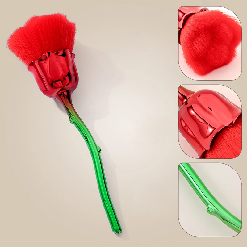 زهرة الورد مسمار فرشاة فنية إزالة مسمار الغبار فرش الاكريليك الأشعة فوق البنفسجية هلام البولندية أحمر الخدود مسحوق تنظيف أداة الجمال ماكياج فرش