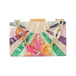 Wallets For Women Handbags Trends Shell Patchwork Clutch Purse Promotion Acrylic Evening Bag Shoulder Crossbody Wedding Banquet