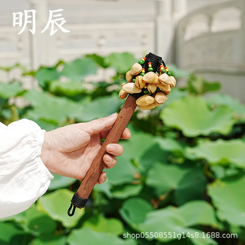 Wooden Handle Fruit Oleander, Shell Bracelet Bell Dora Therapy Yoga Meditation Backing Track