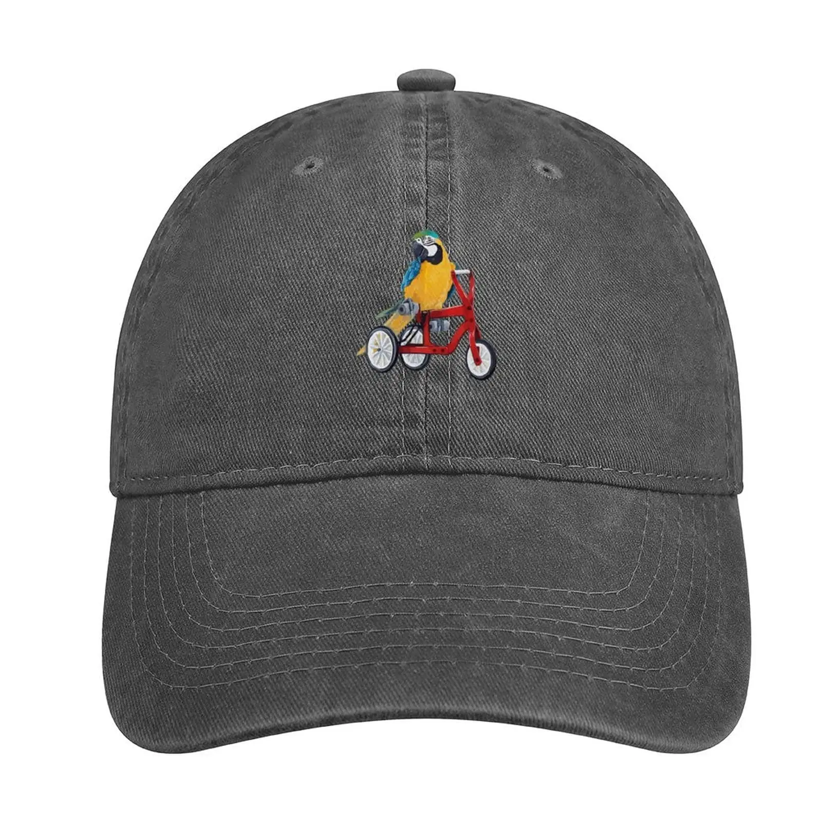 Parrot Macaw Printed Denim Cap Cotton Baseball Hat Adjustable Vintage for Men Women