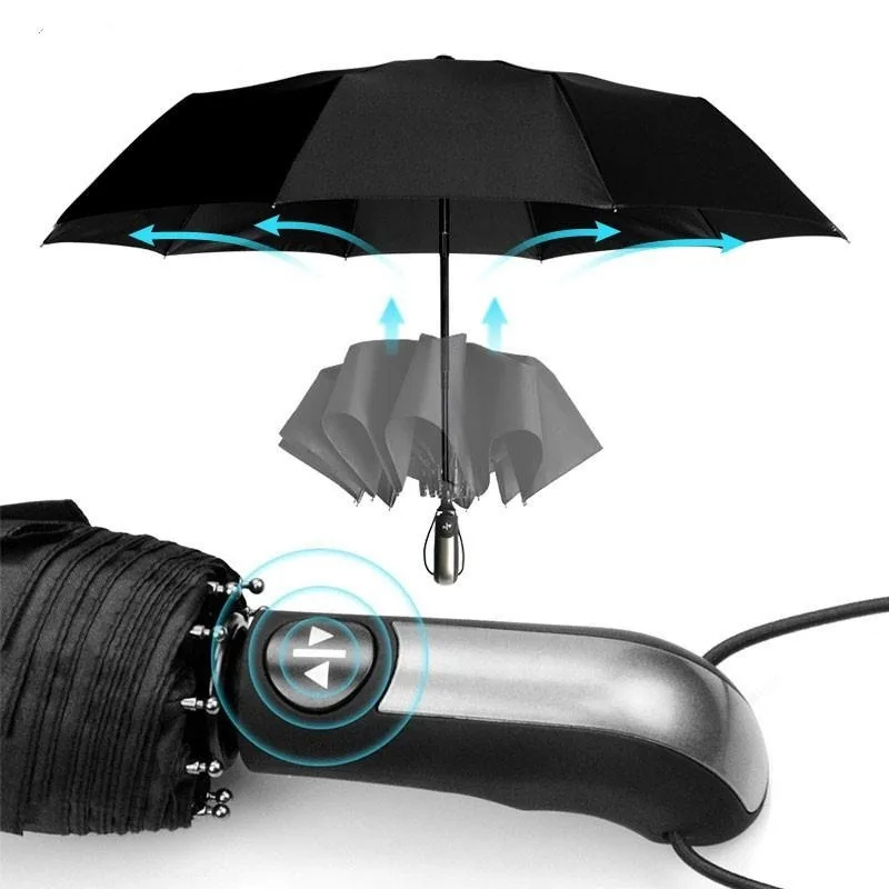 

Wind Resistant Fully-Automatic Umbrella Rain Women For Men 3Folding Gift Parasol Compact Large Travel Business Car 10K Umbrella