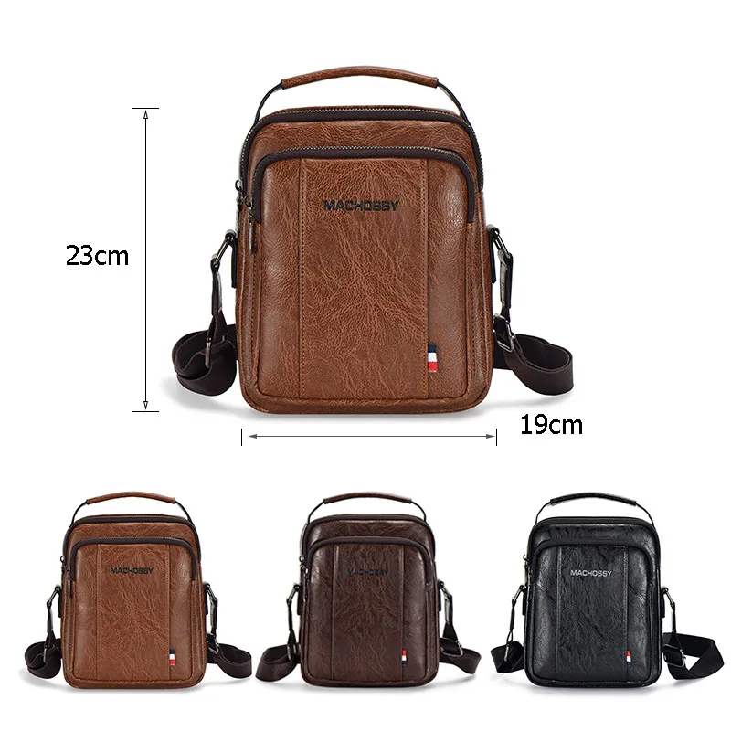 Vintage Men Shoulder Bags Crossbody Bag Multi-function Men\'s Handbags Capacity PU Leather Bag For Male Messenger Bags Tote Bag