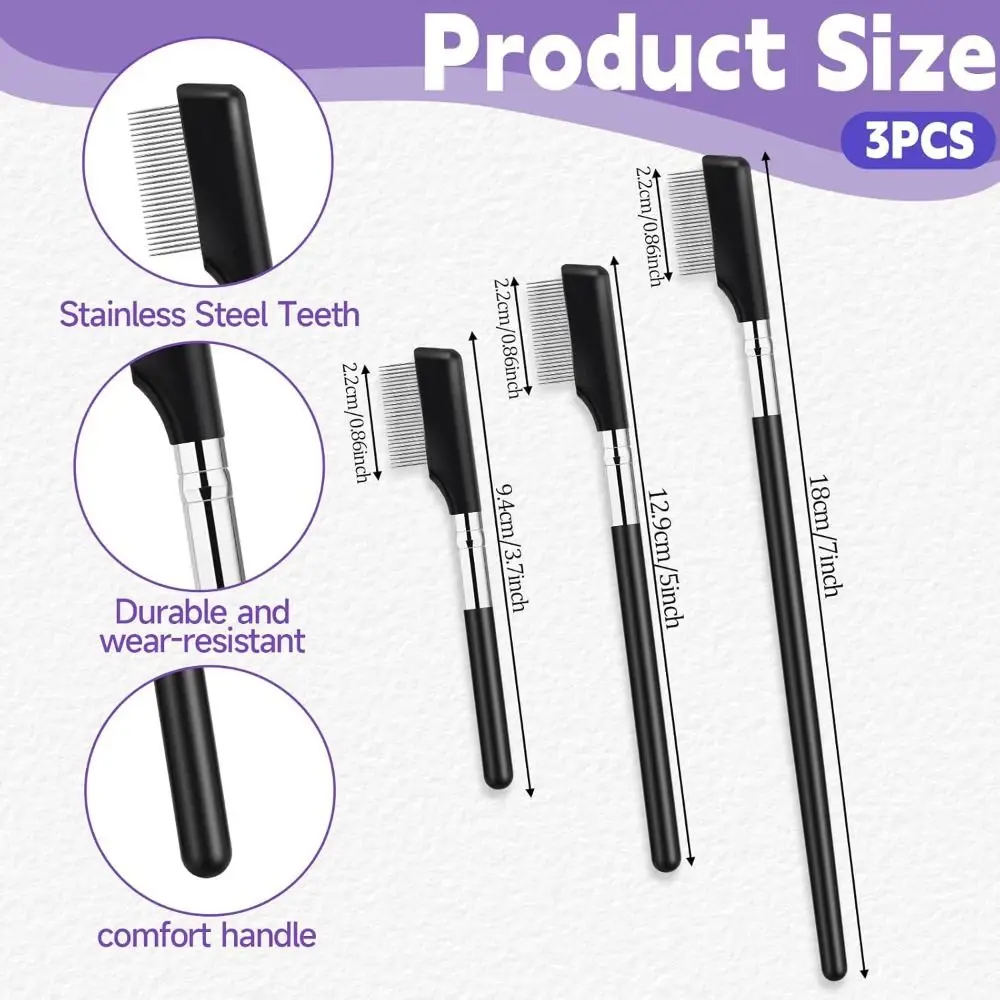 Peigne à cils en métal réutilisable pour le marié et les cils séparés, brosse à cils, outil de maquillage pour les yeux avec dents en métal argenté