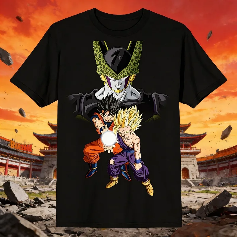 Camiseta Retro de Dragon Ball Z Verano 2026, Camiseta de Algodón Extra Grande para Hombre con Estampado de Cell, Goku y Gohan, Informal, Unisex, para Niños y Adultos