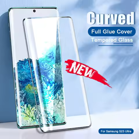 Fingerprint Curved Tempered Glass For Samsung Galaxy S24 Ultra S23 S22 S20 S21 S10 Note 20 Ultra 10 Plus Screen Protectors Film