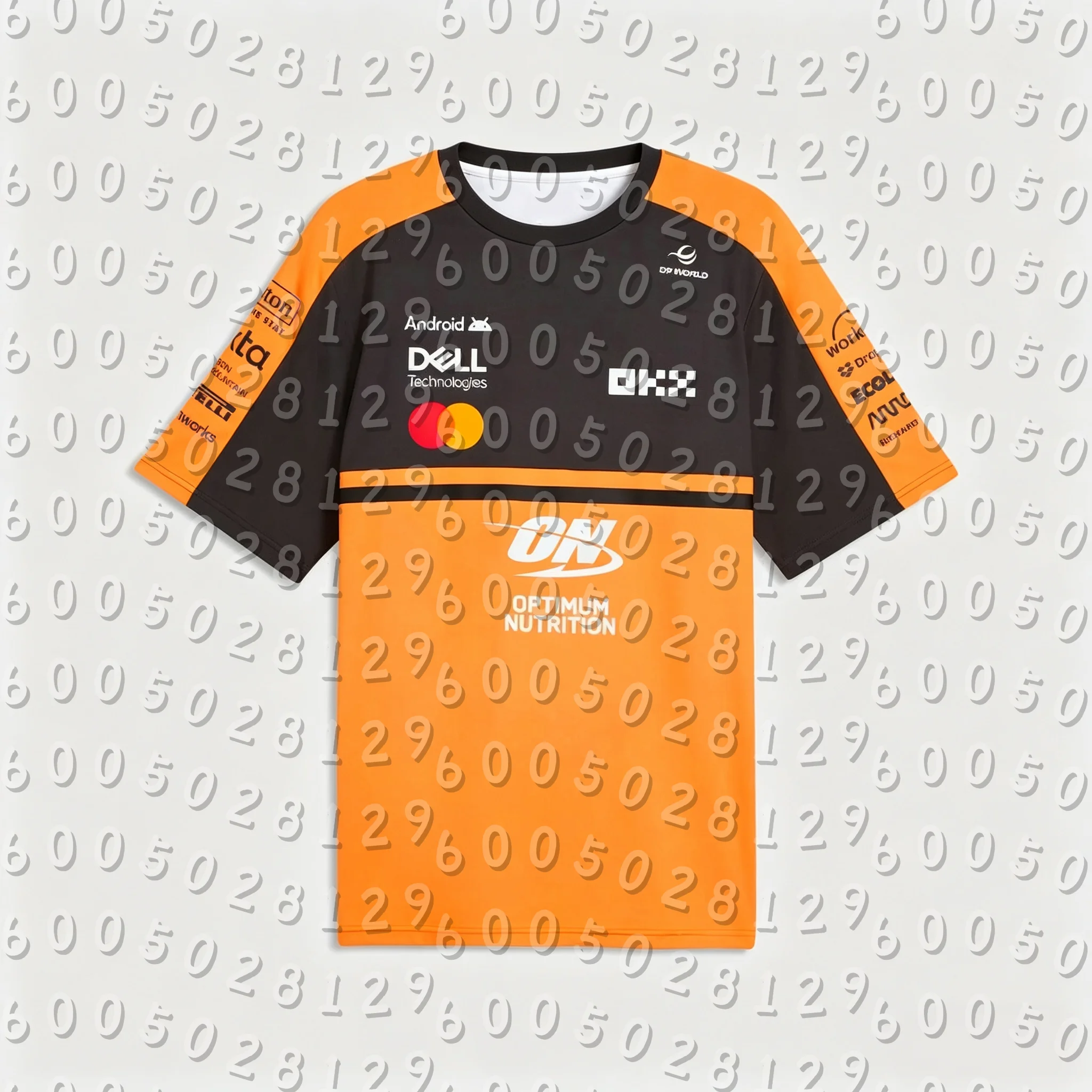 2026-27 New Summer Men Racing T‑Shirt Black Orange Color Block Print Short Sleeve Motorsport Fan Sport Tee Family Kids Tees