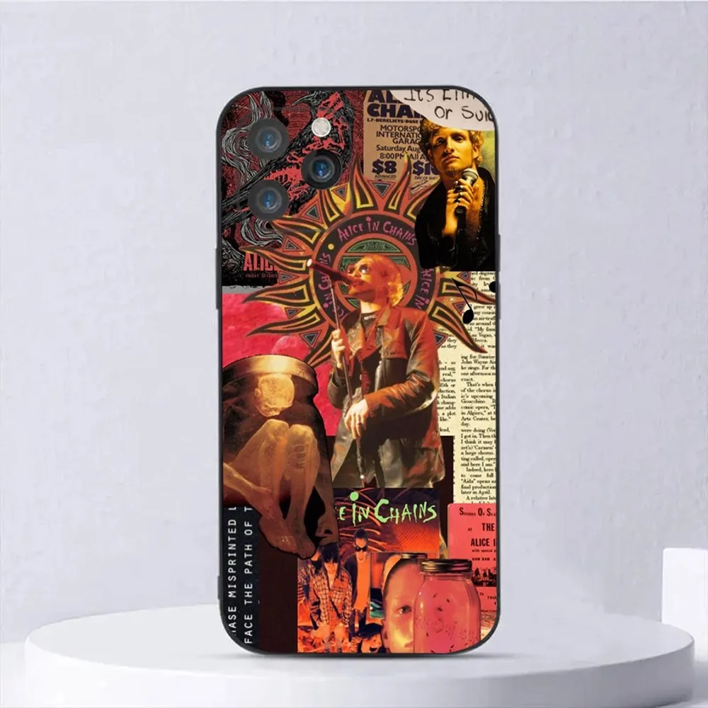 جراب هاتف A-Alice في سلاسل C لهاتف iPhone ، غطاء أسود سيليكون ناعم 13 ، 14 ، 14 ، ، ، Plus ، Pro Max ، XS ، X ، XR ، SE ، Mini ، 8,7