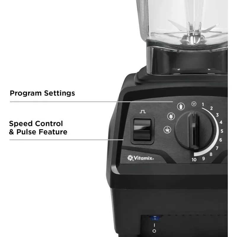 QWAVitamixS Explorian ブレンダー、プログラム付き、プロフェッショナルグレード、64 オンス。 ロープロファイルコンテナ、ブラック (リニューアルプレミアム)